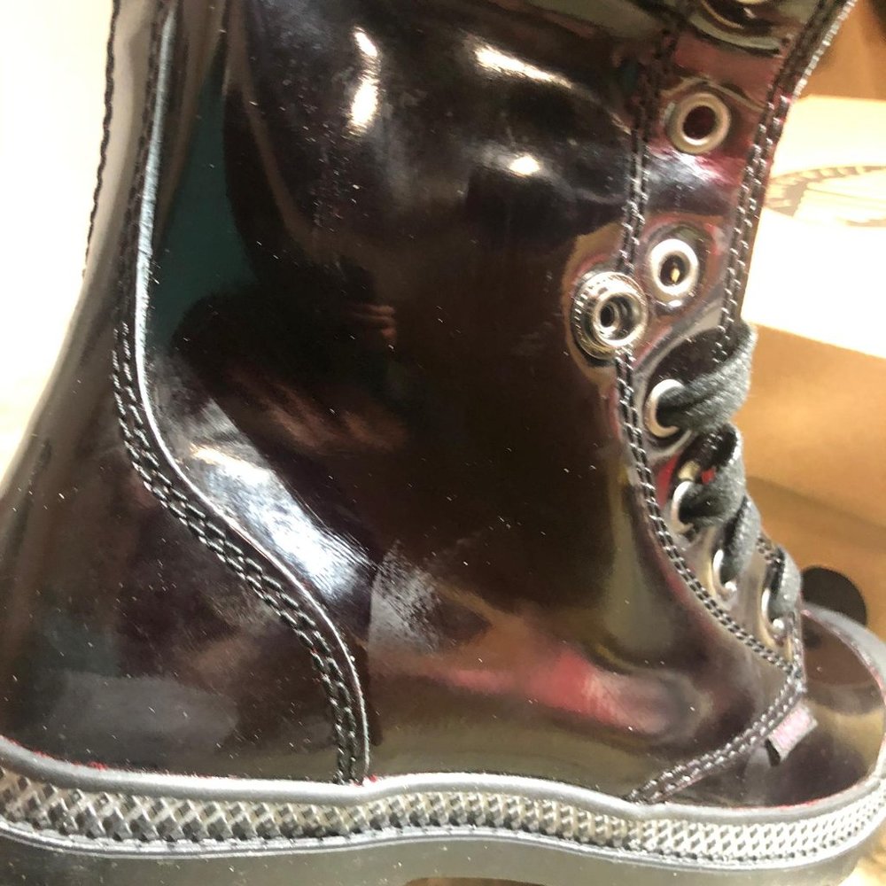 NWB PALLADIUM WOMEN SHOE BAGGY LEATHER KNIT hi top - Picture 8 of 12